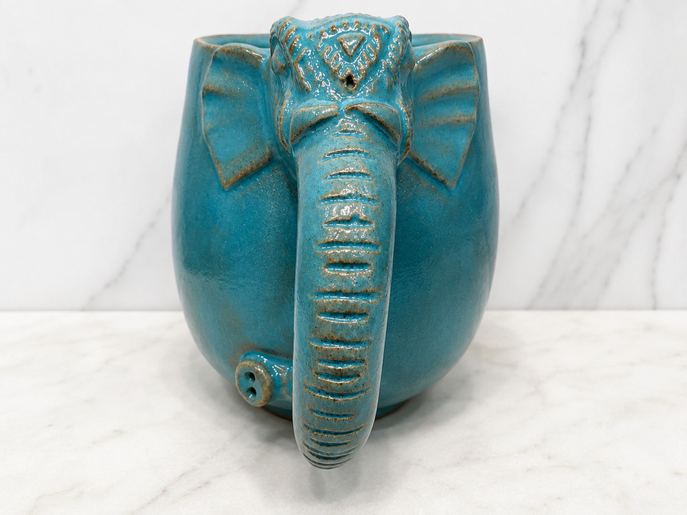 Handcrafted Elephant Stoneware Turquoise Pottery Mug